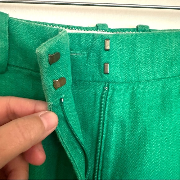 J. Crew Linen Cropped Wide Leg Green Pants Trousers Size 4 - Picture 5 of 11